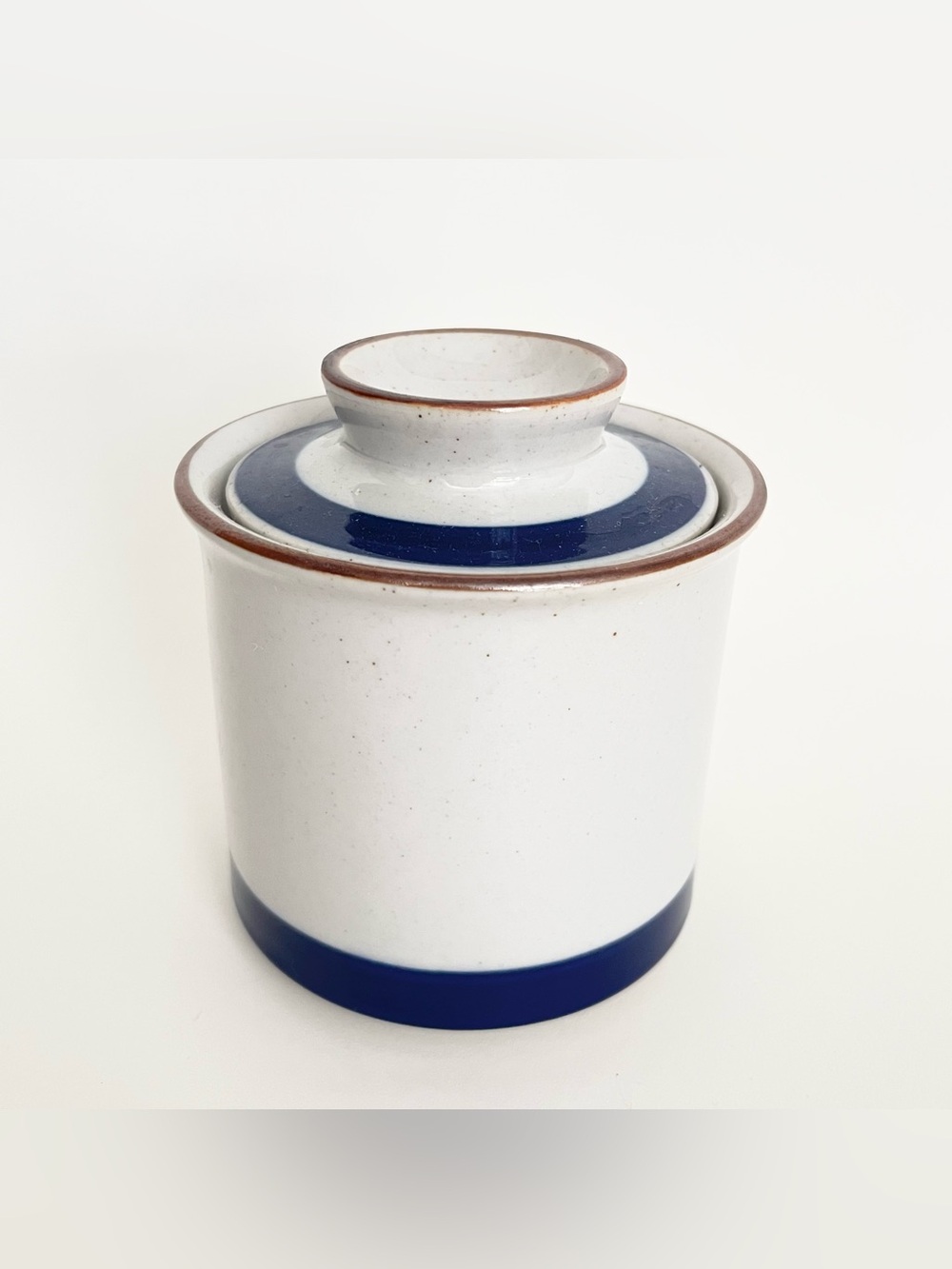Vintage Made in Japan Stoneware Jar with Lid by Berkeley House White Blue Rustic